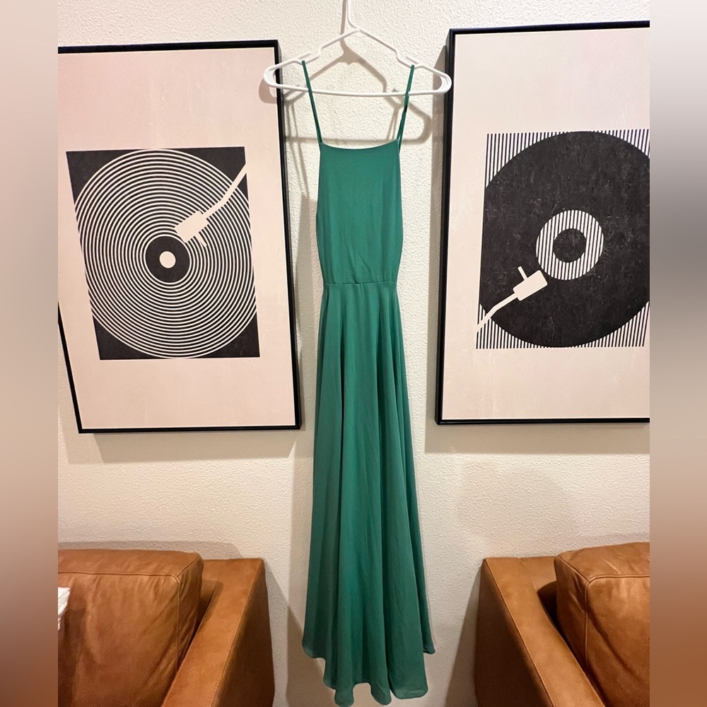 Lulu's Teal Backless Maxi Dress